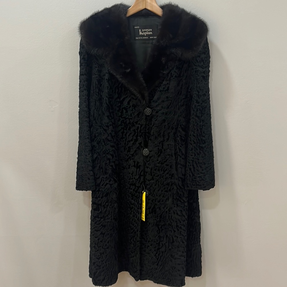 Georges Kaplan Vintage Mink Crush Velvet Button Coat